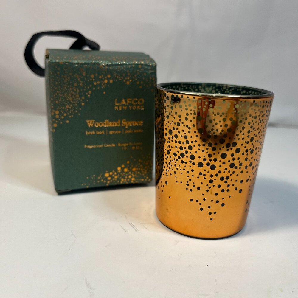 LAFCO New York Woodland Spruce Candle 1.9 oz Candle Gold Mercury Type Glass